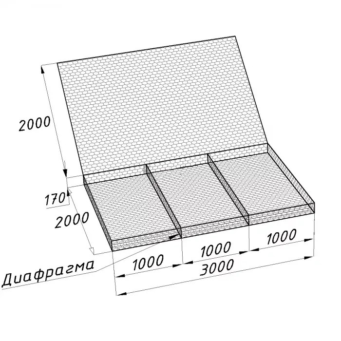 Матрасно-тюфячные габионы ГСИ-М-3.0х2.0х0.23-С80