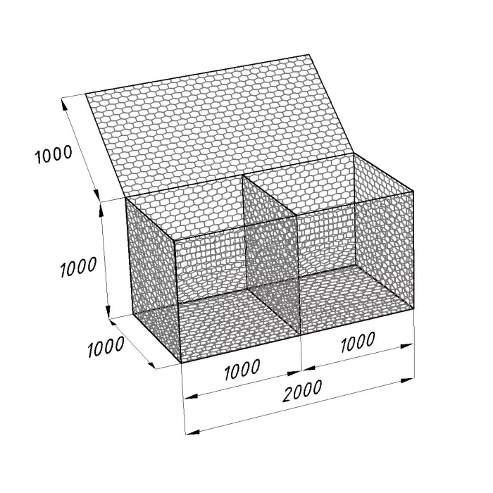 Коробчатый габион ГСИ-К 2.0×1.0×1.0-С80